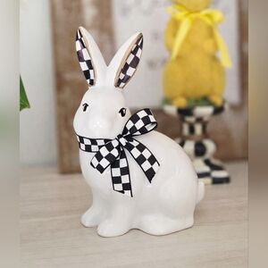 White Bunny , Hand Painted Checkered Design!